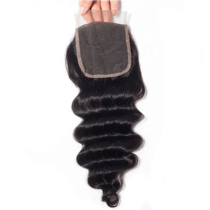 Loose Deep wave 4x4 HD Transparent Lace Closure Human Hair