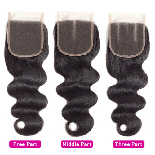 4x4 HD Transparent Lace Closure Body Wave Human Hair Closure Natural Black Hair Top Swiss Lace