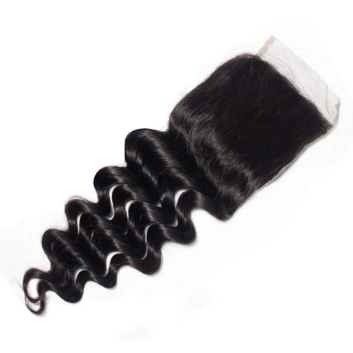 Loose Deep wave 4x4 HD Transparent Lace Closure Human Hair