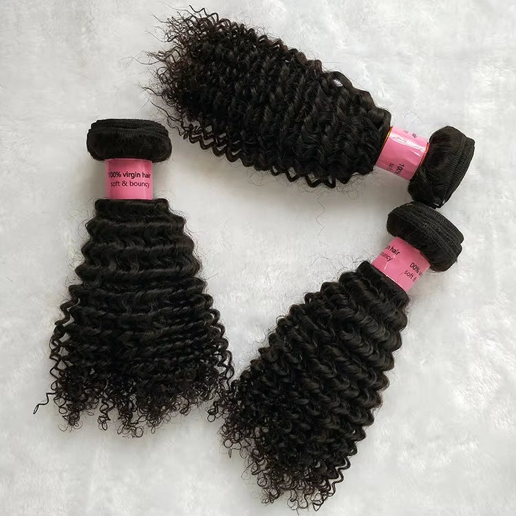 Virgin Cuticle Aligned Human Hair Bundles Kinky Curly Human Hair Weave