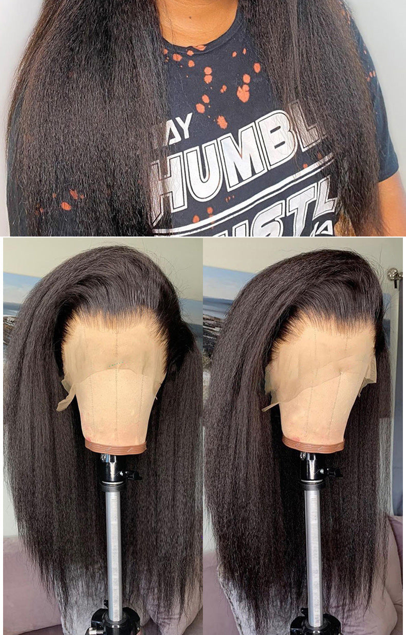 Kinky Straight 13x4 Transparent Lace Frontal Wig Wholesale, No Tangle, No Shedding, Can be Dyed Easily