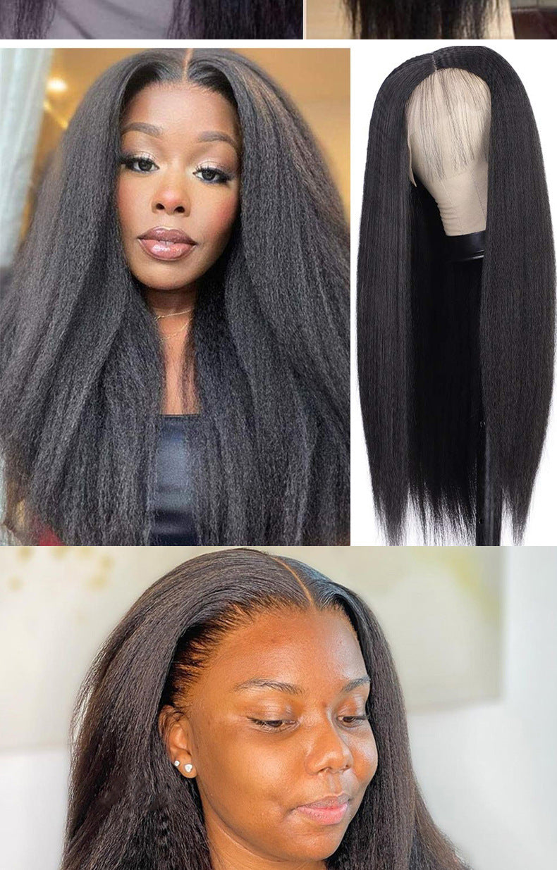 Kinky Straight 13x4 Transparent Lace Frontal Wig Wholesale, No Tangle, No Shedding, Can be Dyed Easily