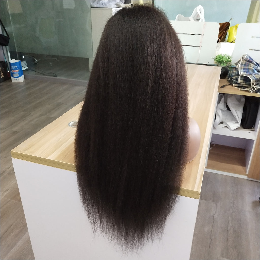 Kinky Straight 13x4 Transparent Lace Frontal Wig Wholesale, No Tangle, No Shedding, Can be Dyed Easily