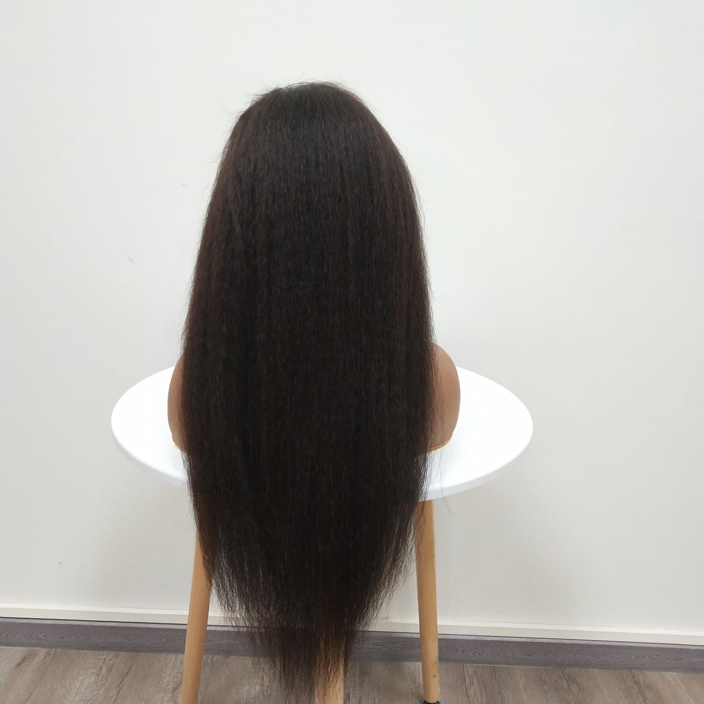 Kinky Straight 13x4 Transparent Lace Frontal Wig Wholesale, No Tangle, No Shedding, Can be Dyed Easily