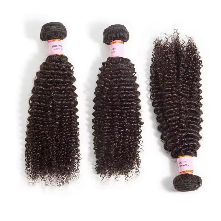 Virgin Cuticle Aligned Human Hair Bundles Kinky Curly Human Hair Weave