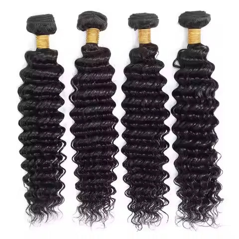 Virgin Cuticle Aligned Human Hair Bundles Deep Wave Hair Extension