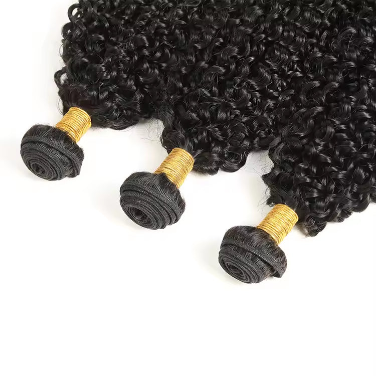 Virgin Cuticle Aligned Human Hair Bundles Curly Human Hair Extension