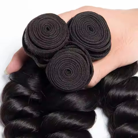 Natural Full Cuticle Aligned Virgin Brazilian Human Hair Extensions Loose Wave