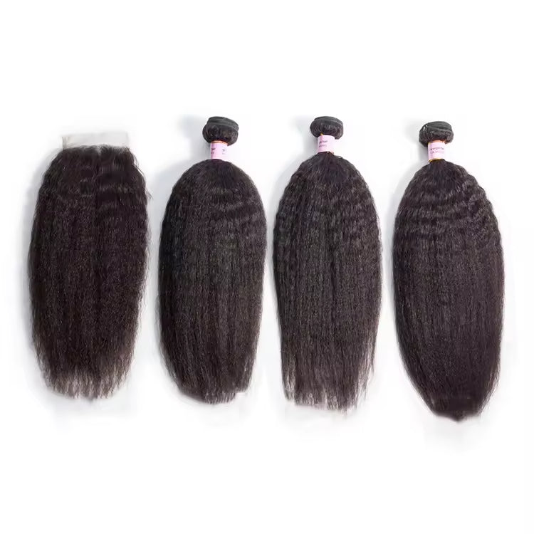 Virgin Cuticle Aligned Human Hair Bundles Kinky straight Human Hair Weave extensions