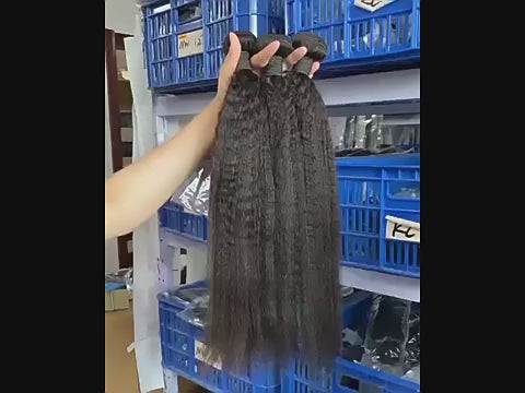 Virgin Cuticle Aligned Human Hair Bundles Kinky straight Human Hair Weave extensions